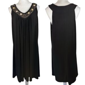 Fresh of LA Black Beaded Neck Flowy Dress- Size XL